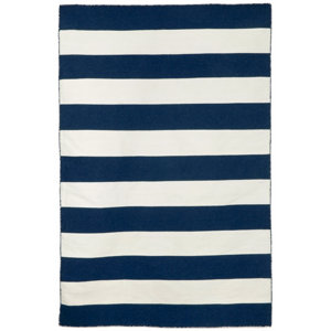 Ranier Stripe Hand-Woven Navy Indoor/Outdoor Area Rug