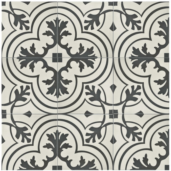 Forties 7.75 x 7.75 Ceramic Field Tile in Vintage Charcoal/Off-White by EliteTile