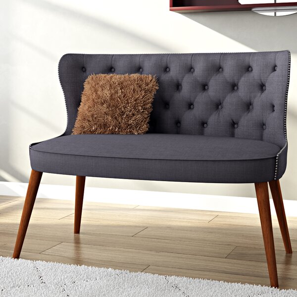 Review Sempronius Wood Upholstered Button-Tufting Loveseat