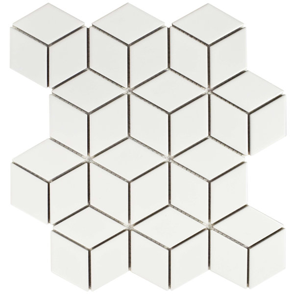 Retro Rhombus 1.88 x 3.18 Porcelain Mosaic Tile in Matte White by EliteTile