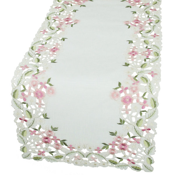 Fairy Garden Sheer Embroidered Cutwork Mini Spring Table Runner by Xia Home Fashions