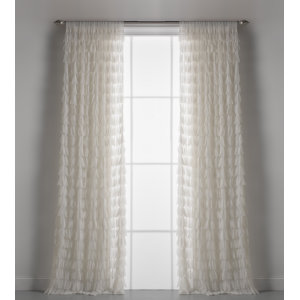 Chichi Solid Semi-Sheer Petal Rod Pocket Single Curtain Panel