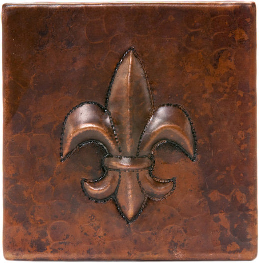 Premier Copper Products 4 X Fleur De Lis Tile In Oil 4 X Copper Fleur De Lis Tile In Oil Rubbed Bronze