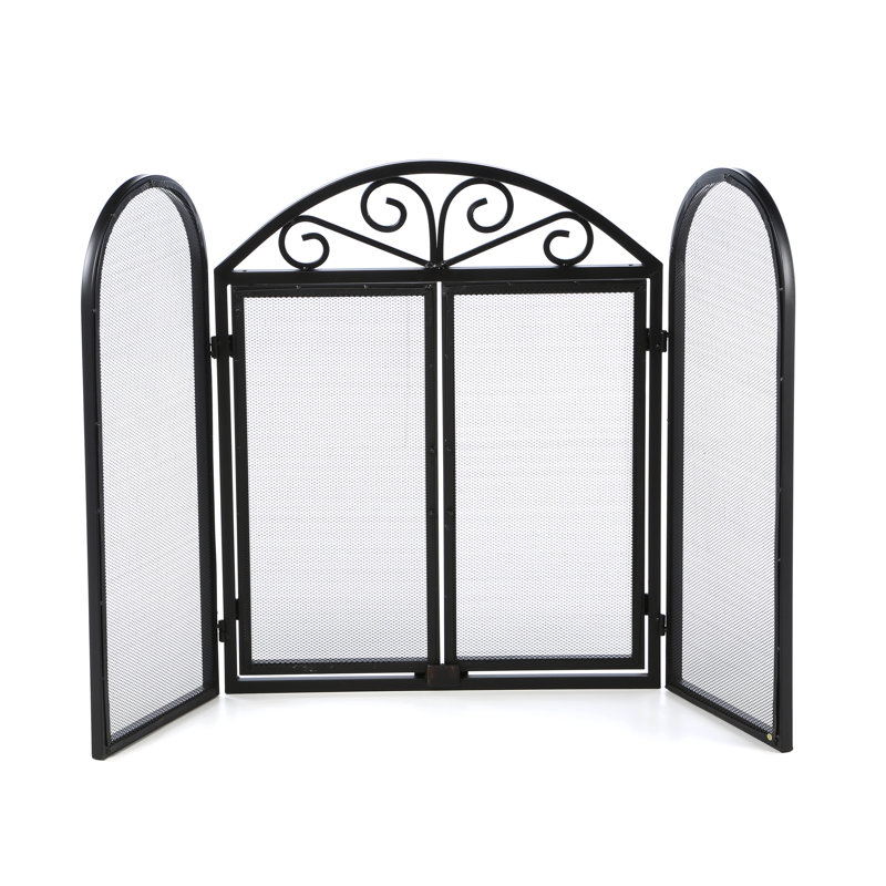 Uniflame 3 Panel Wrought Iron Fireplace Screen with Opening Doors