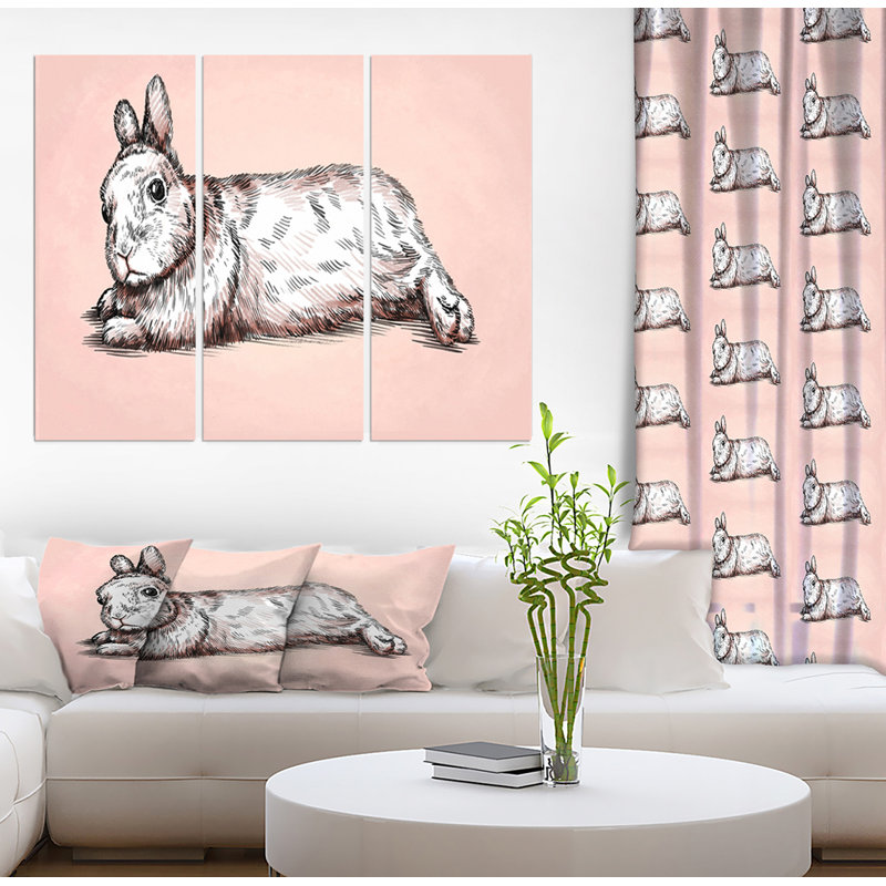 East Urban Home Brush Painting Ink Draw Isolated Rabbit