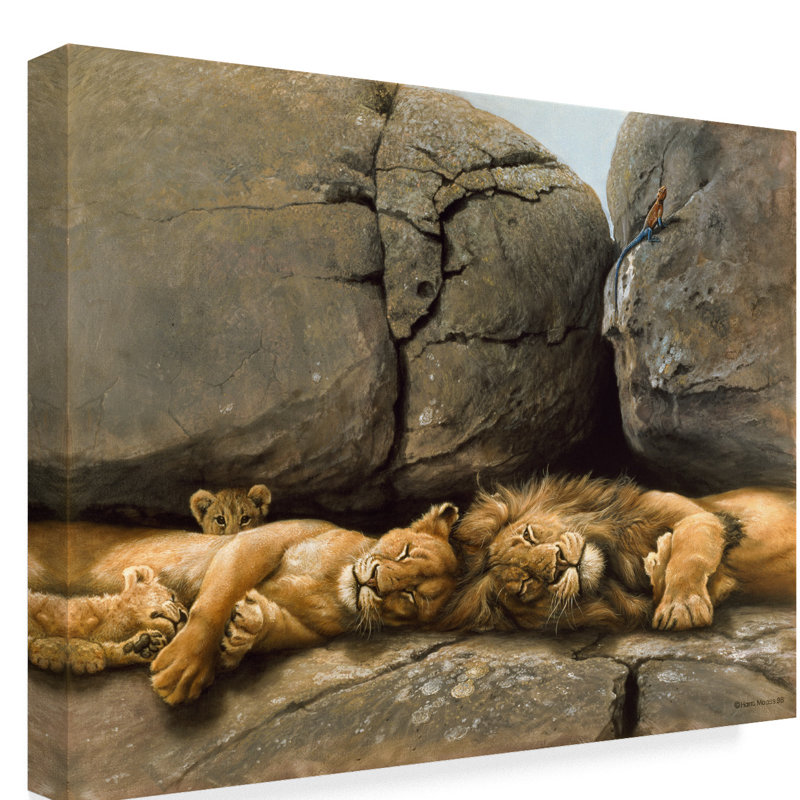 Trademark Art Two Lions Head To Head Acrylic Painting Print On