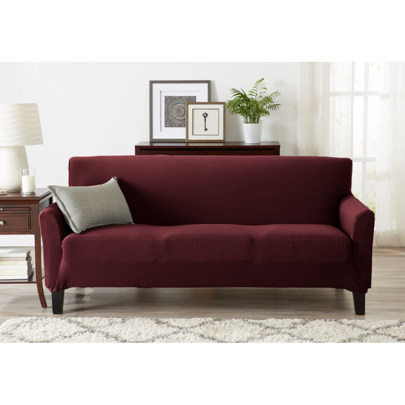 Winston Porter Super Soft Jersey Knit Box Cushion Sofa Slipcover Winston Porter Super Soft Jersey Knit