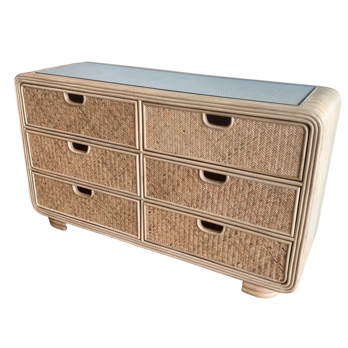 Armory Rattan 6 Drawer Double Dresser Armory Rattan 6 Drawer Double Dresser