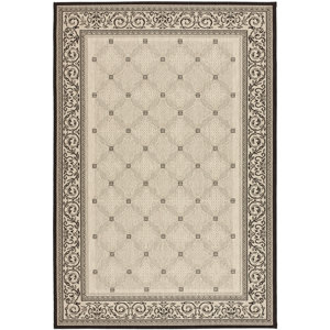 Beasley Ivory/Black Border Outdoor Rug