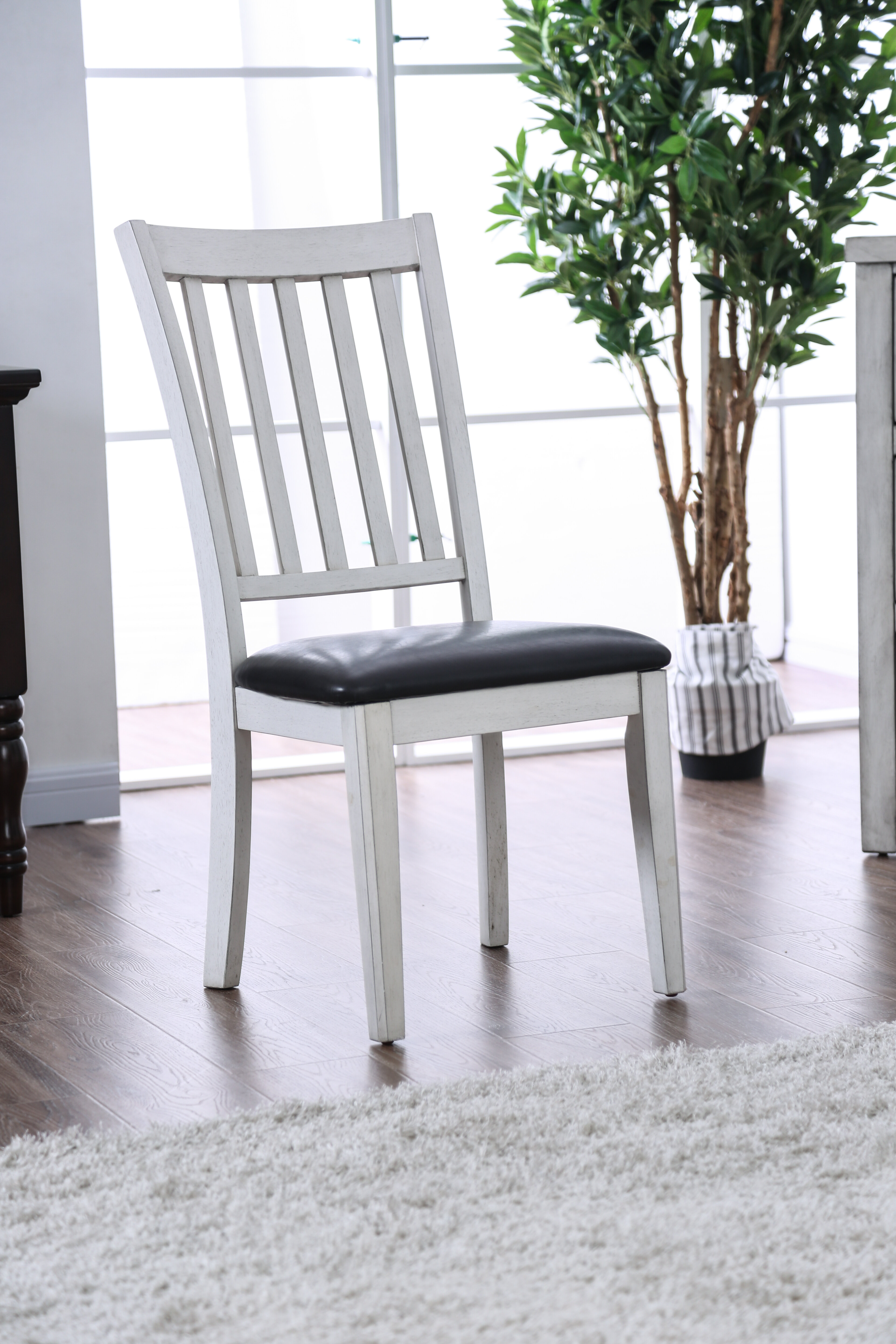 Longshore Tides Jessie Upholstered Slat Back Dining Chair In White Wayfair