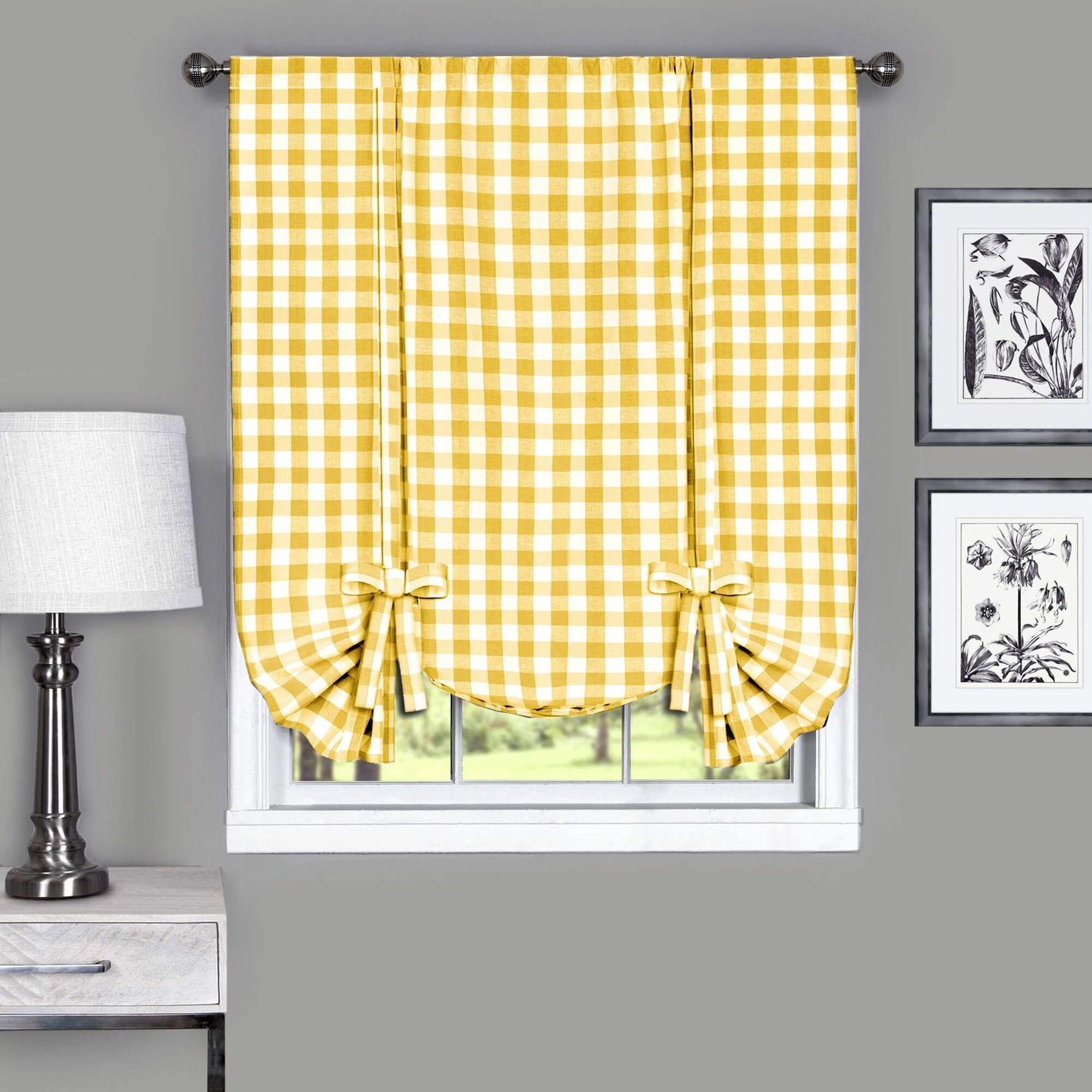 yellow sheer window scarf