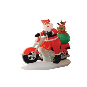 Christmas Inflatable Santa Claus Driving Motorcycle Decoration