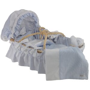 Seersucker Moses Basket Bedding Set With Canopy