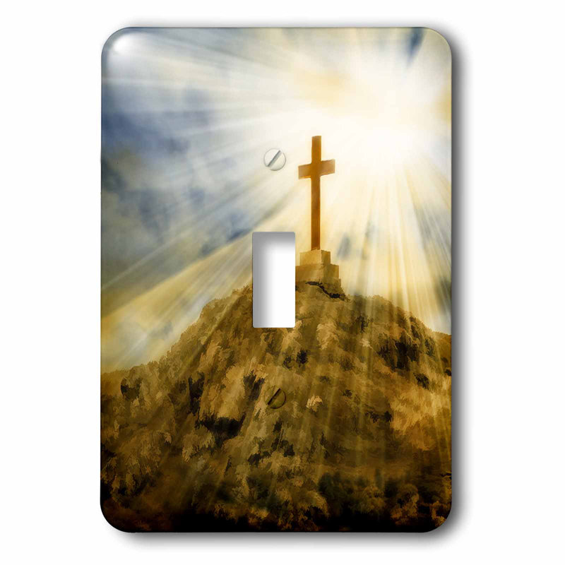 3drose Cross On Hill Top 1 Gang Toggle Light Switch Wall Plate