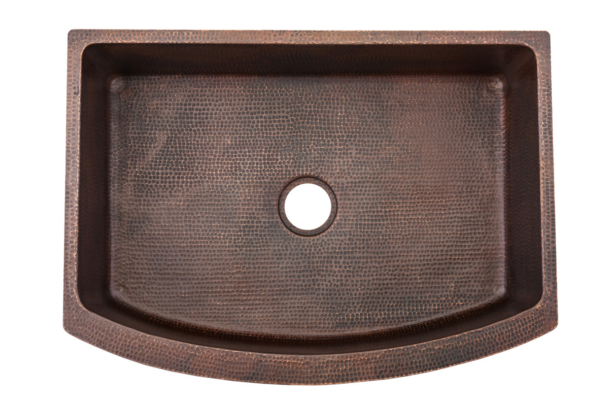 Premier Copper Products 33" x 24" Hammered Apron Kitchen Sink with