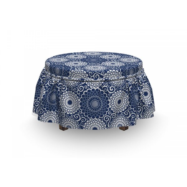 Review Large Flowers Curls Ottoman Slipcover (Set Of 2)