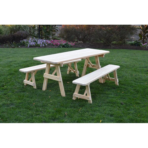 Seward Pine Picnic Table with 2 Benches by Loon Peak