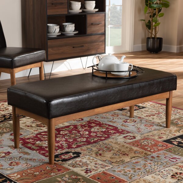 Bopp Faux Leather Solid Wood Bench By Corrigan Studio