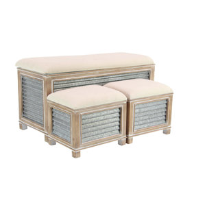 Wiggins Farmhouse Upholstered Storage 3 Piece Bench Set by Gracie Oaks