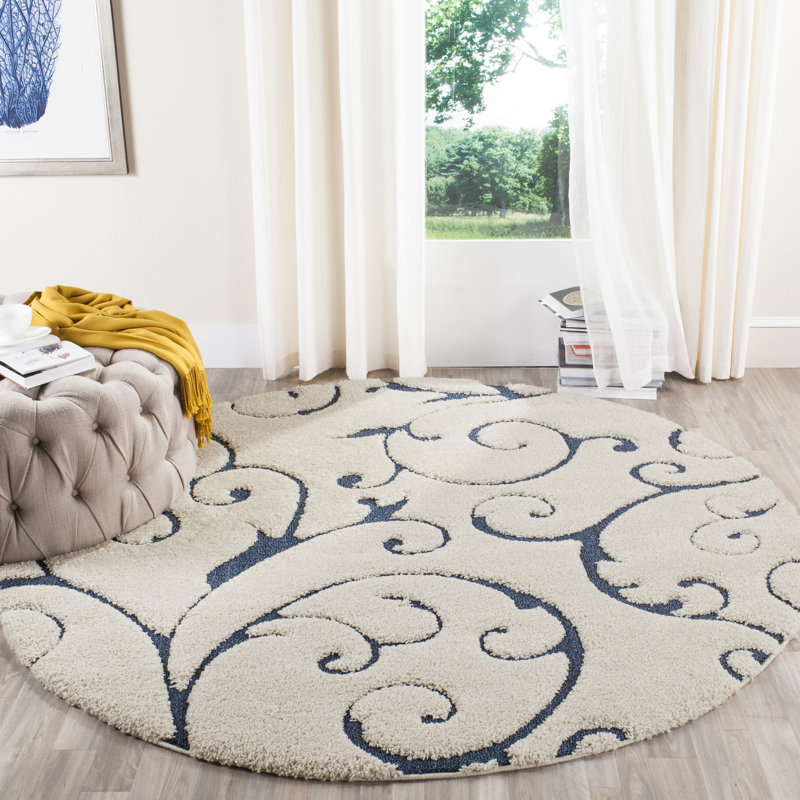 Alison Cream/Navy Blue Area Rug & Reviews Birch Lane
