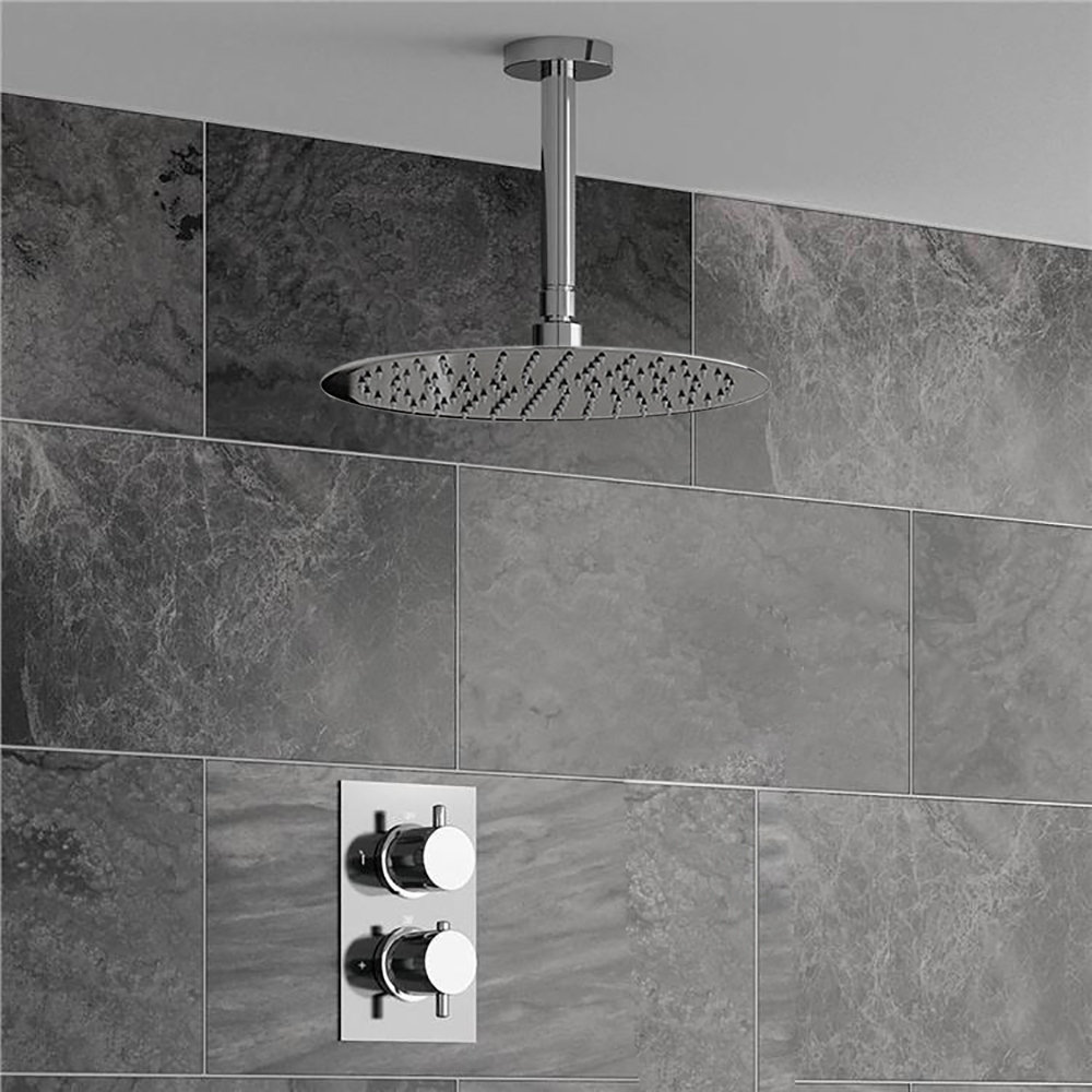 Fontanashowers Ultra Thin Head Thermostatic Complete Shower System With Rough In Valve Wayfair