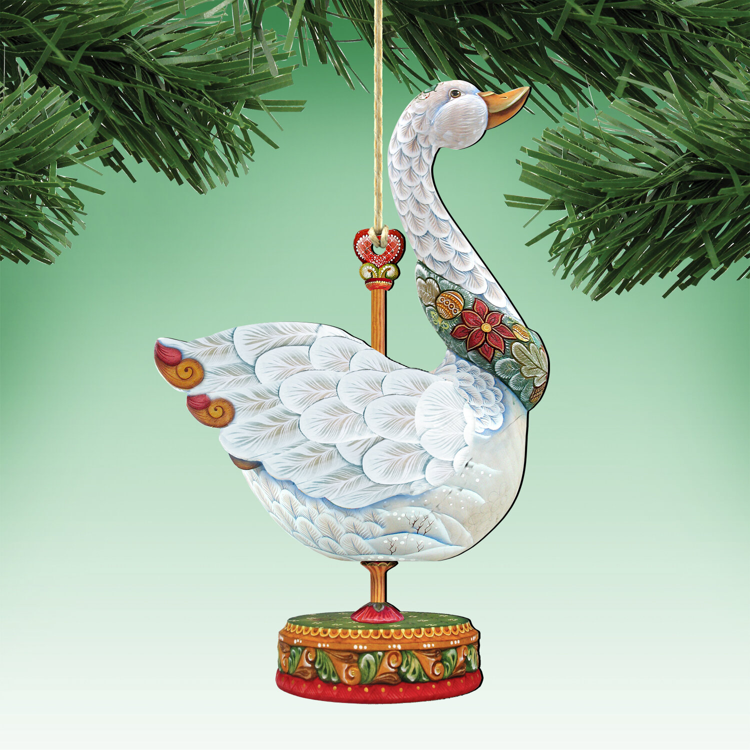 The Holiday Aisle Carousel Goose Holiday Shaped Wood Ornament