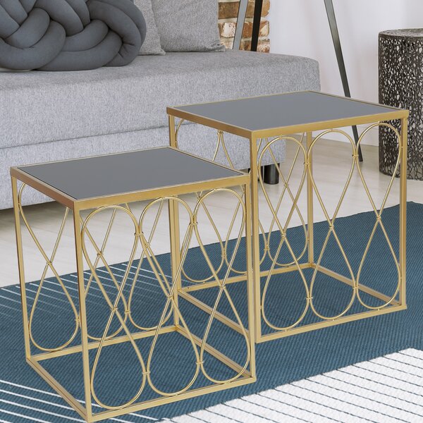 Reuter Metal Cube 2 Piece Nesting Tables By Everly Quinn