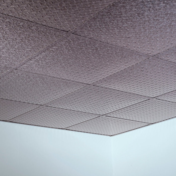 Diamond Plate Revealed Edge 2 Ft X 2 Ft Lay In Ceiling Tile In Galvanized Steel