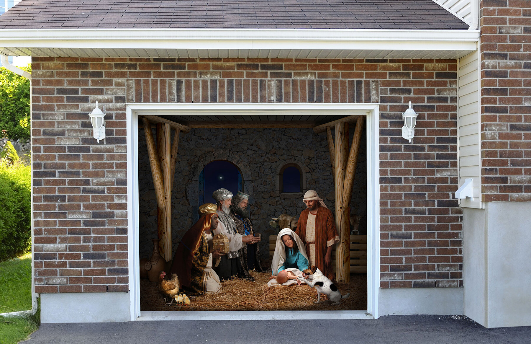 Christmas Nativity Scene Garage Door Mural