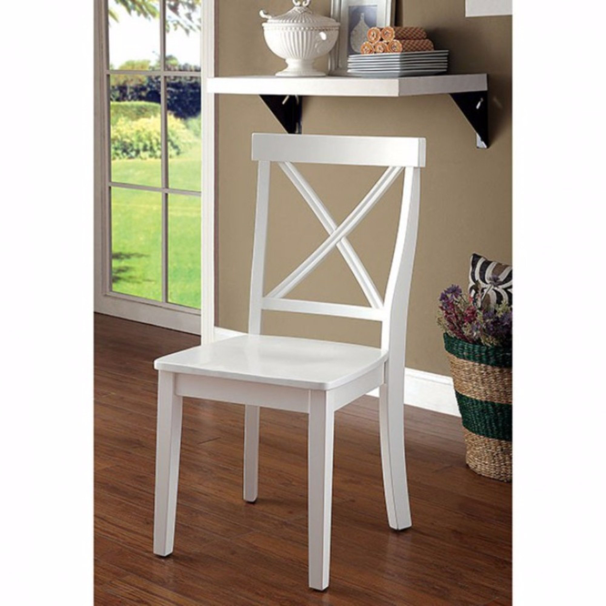 Highland Dunes Gaetan Wooden Armless Cross Back Side Chair In