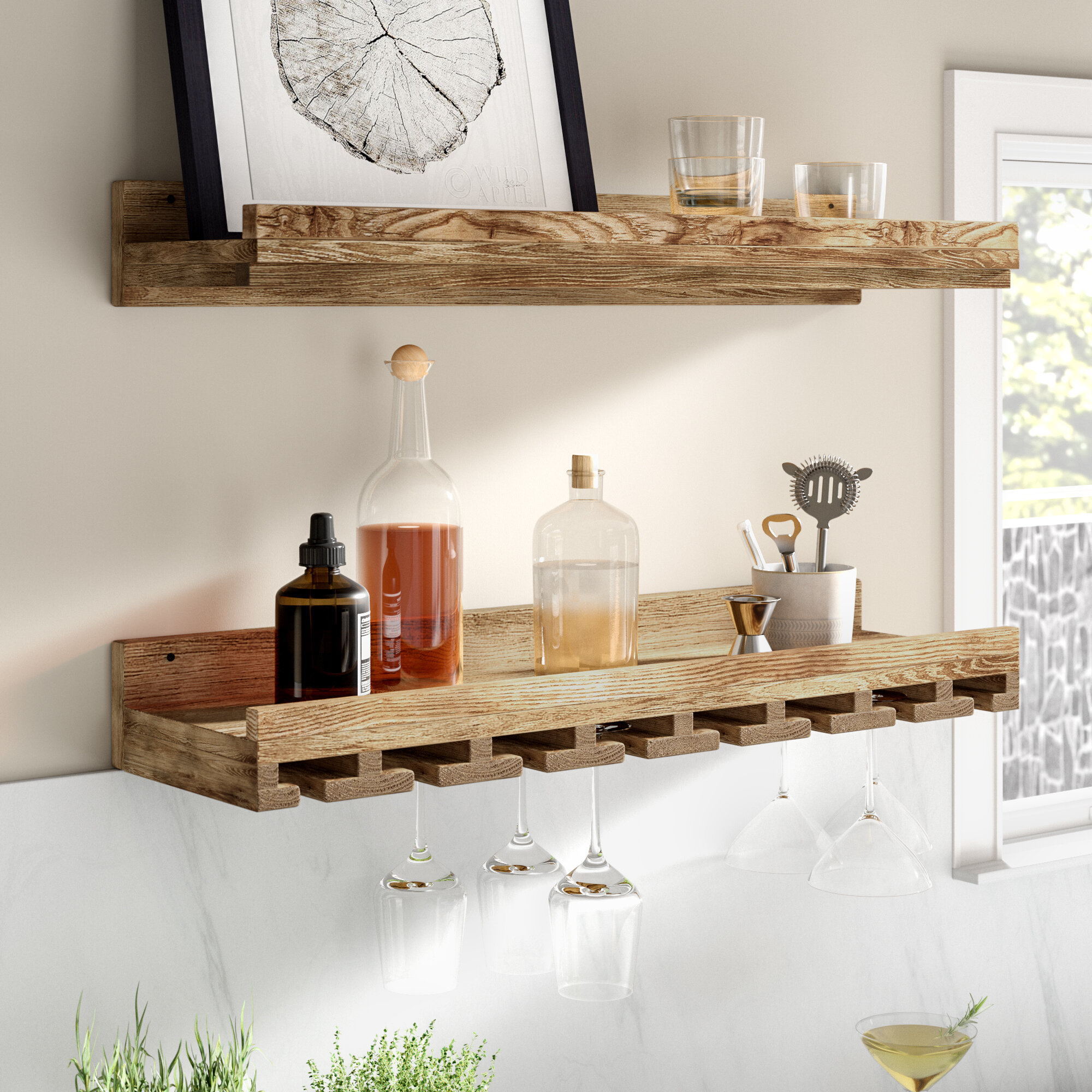 Mayfair wall mounted discount wine glass shelf