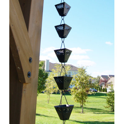 Duain Square Jali Cup Aluminum Rain Chain Latitude Run