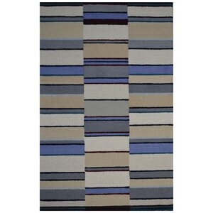 Hand-Woven Ivory/Blue Area Rug