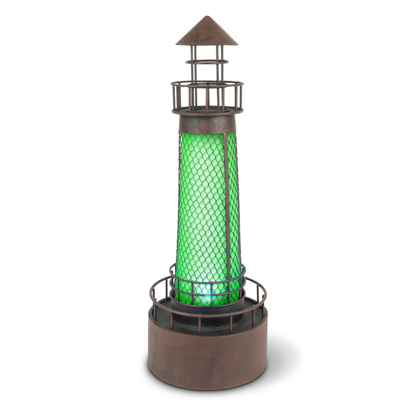 Breakwater Bay Simmonds Solar Lighthouse Blue Solar Powered