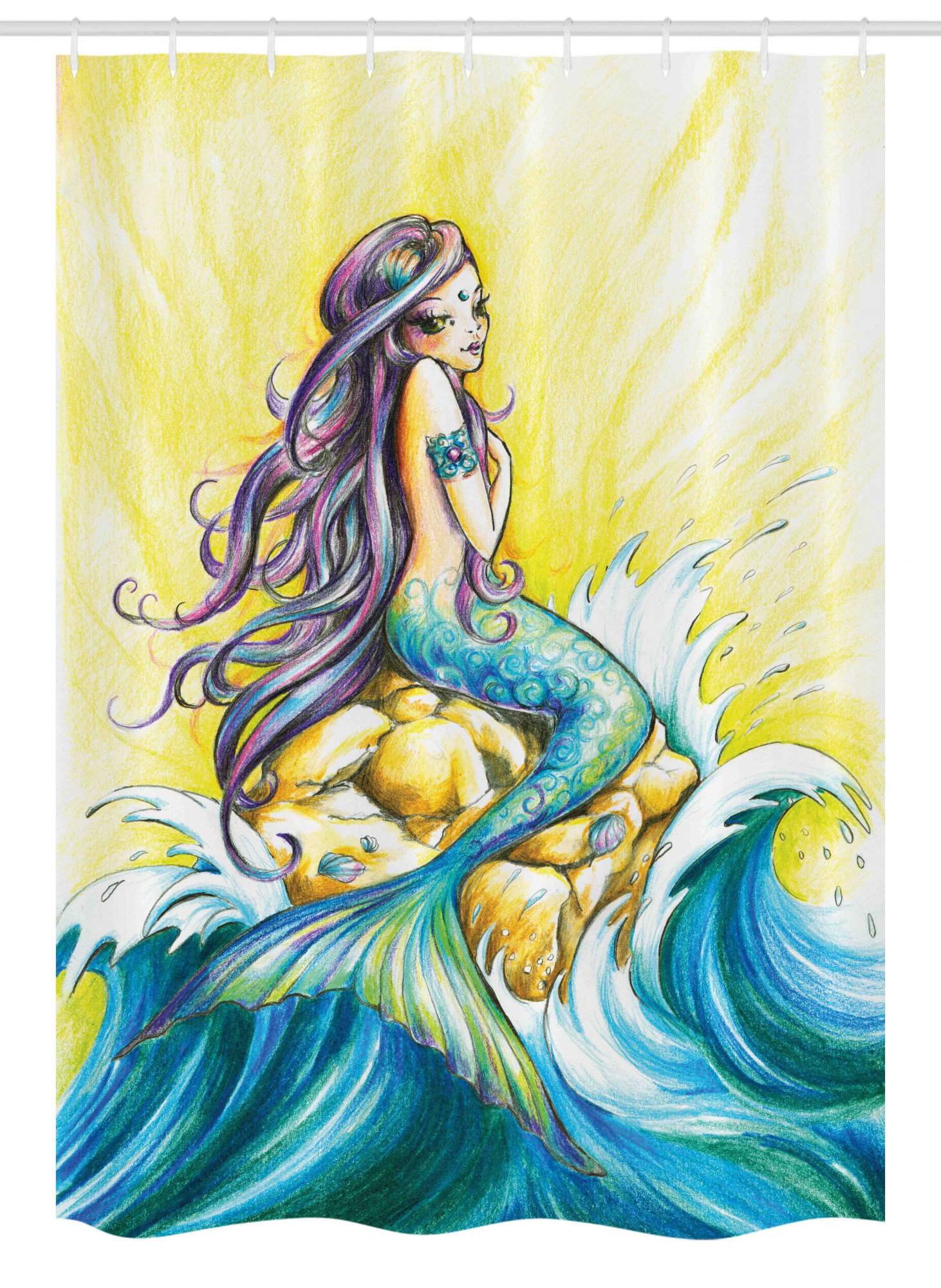 East Urban Home Mermaid Stall Shower Curtain Single Hooks Wayfair