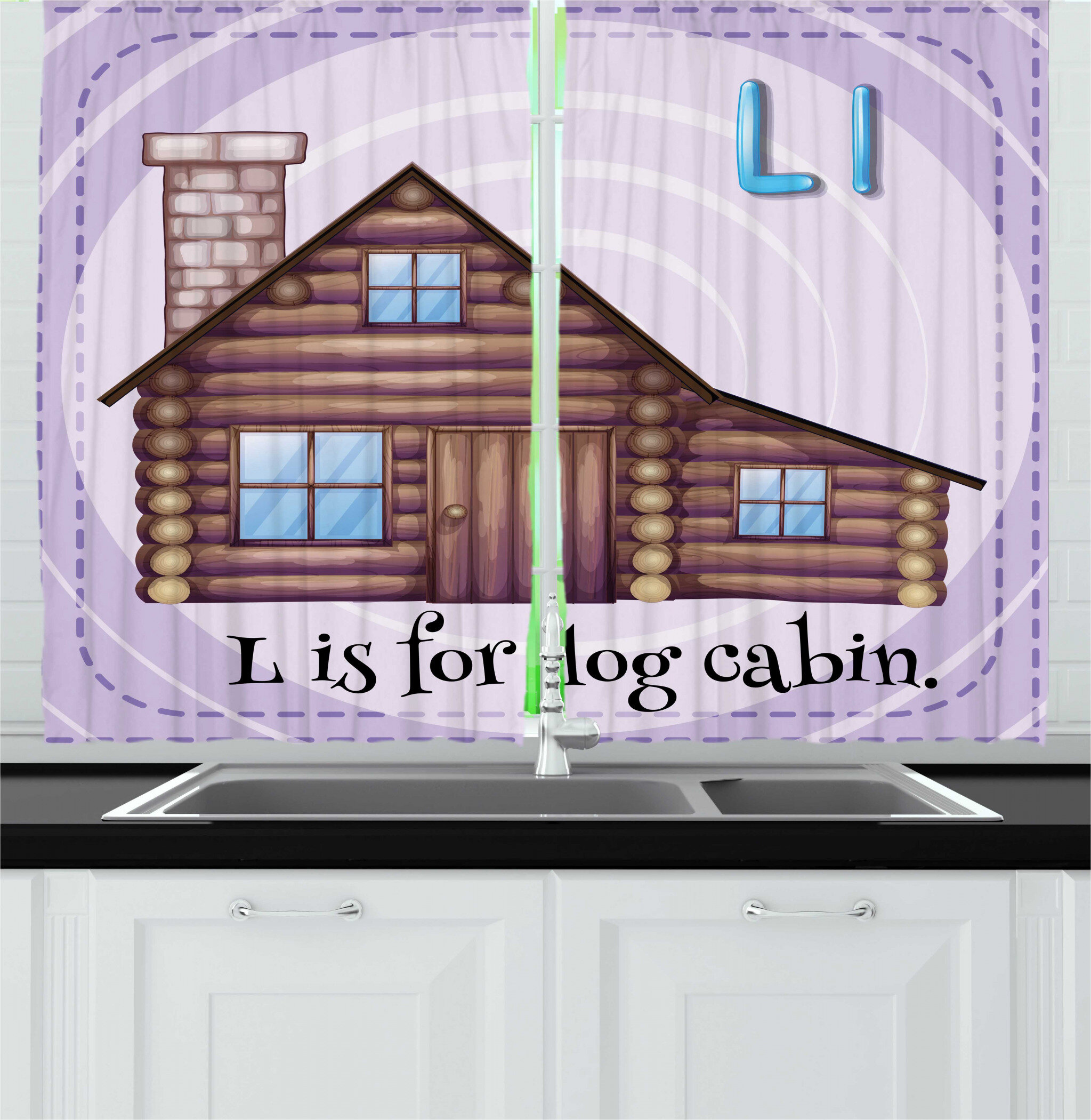 East Urban Home 2 Piece Log Cabin Alphabet Flashcard For L Letter