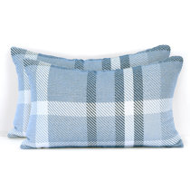 blue plaid throw pillows