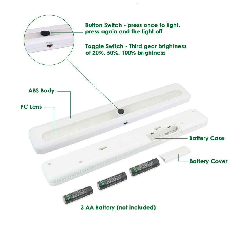 Qplus Led Under Cabinet Closet Lights Set Of 3 3000k Wayfair Ca
