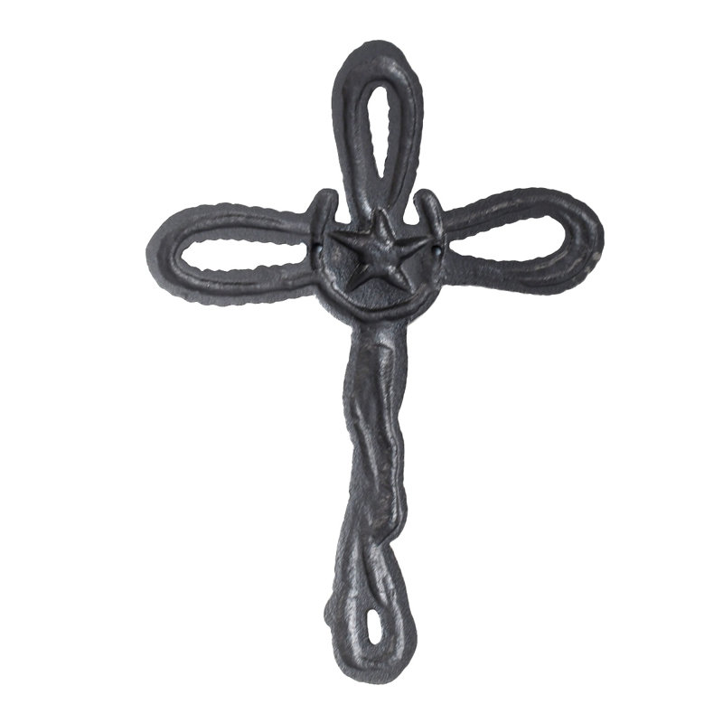 Millwood Pines Metal Horseshoe Star Rope Christian Cross Cowboy