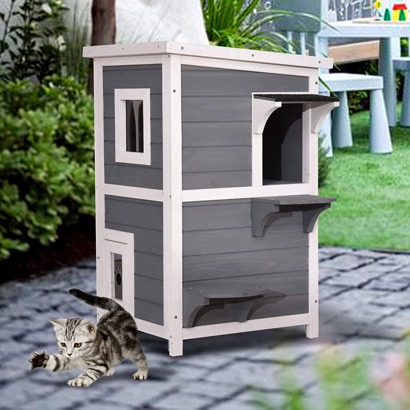 Weatherproof Outdoor Cat Shelter For Multiple Cats