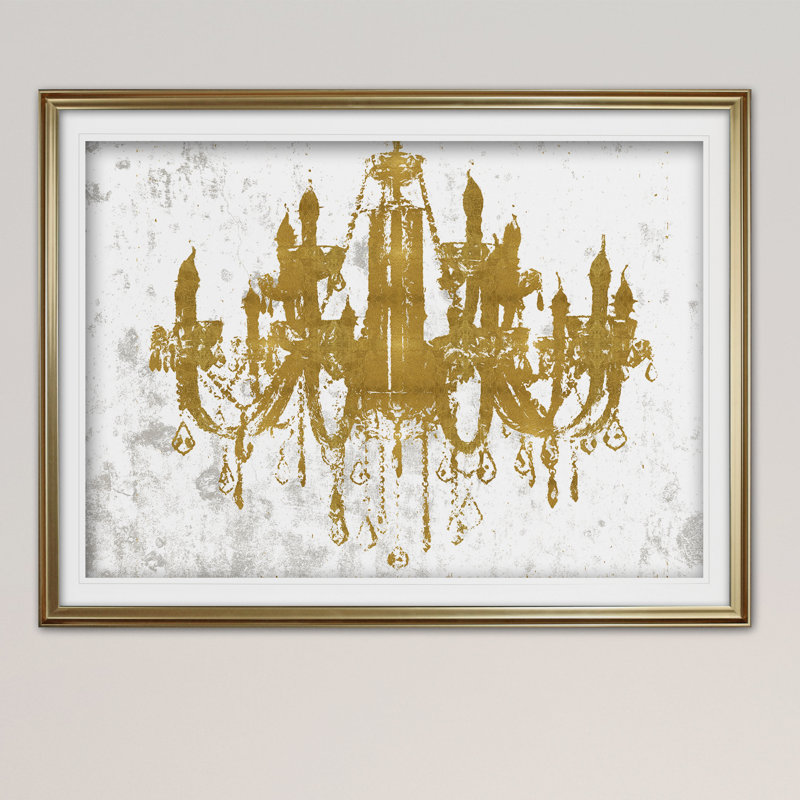 House Of Hampton Champagne Gold Diamond Chandelier Framed