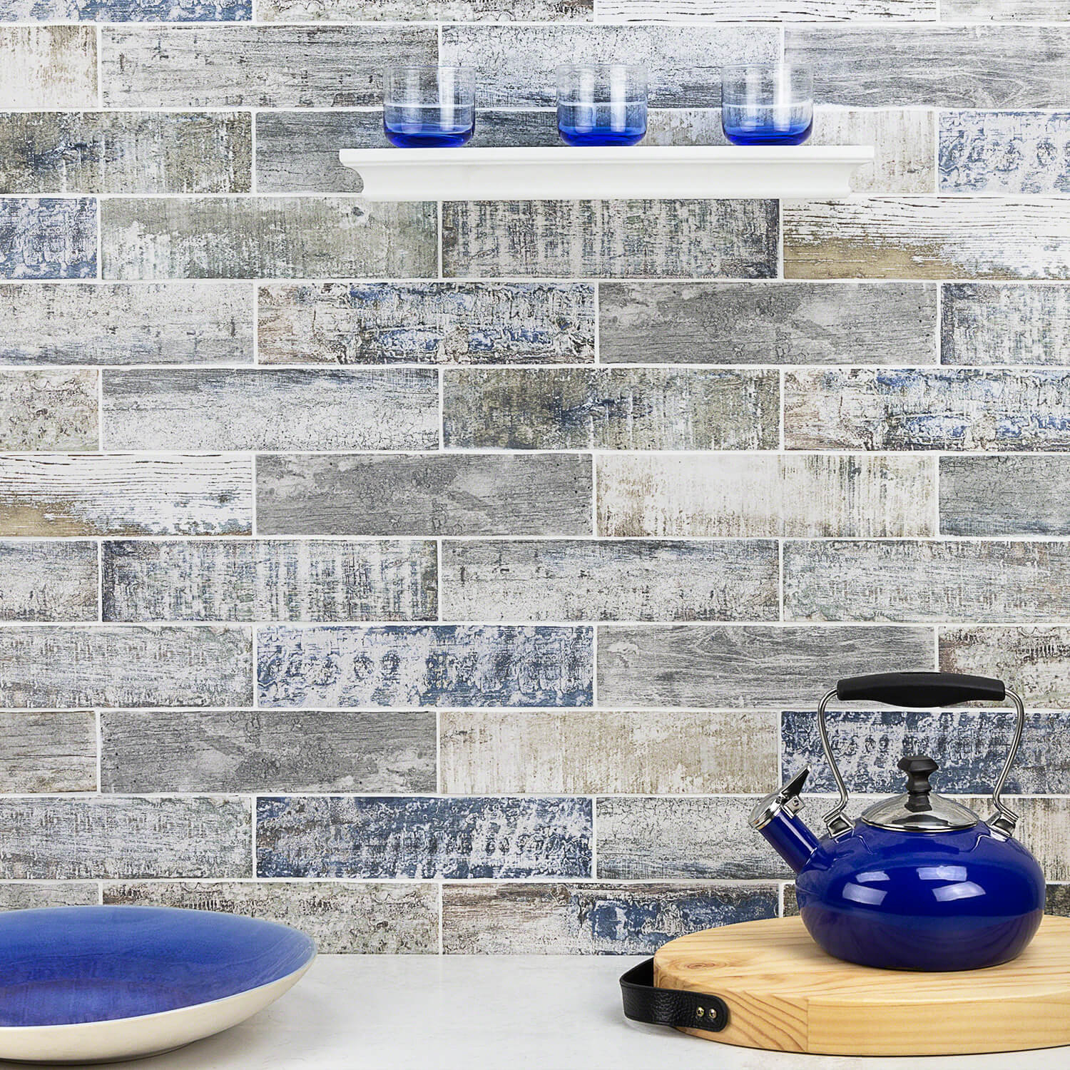 Ivy Hill Tile Strait Wood 3 X 12 Ceramic Subway In Blue Ivy Hill Tile Strait Wood 3 X 12