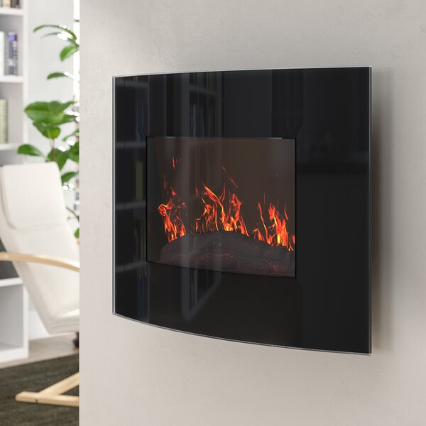 Bartow Curved Wall Mounted Electric Fireplace By Ebern Designs