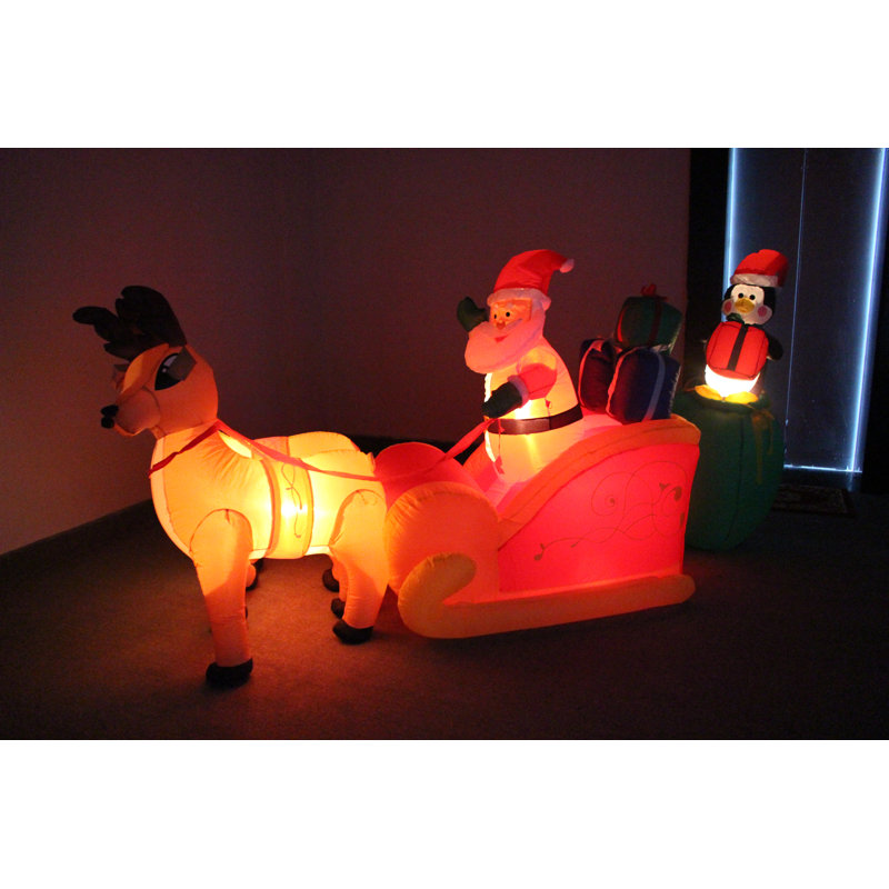 The Holiday Aisle Christmas Inflatable Santa Claus With Reindeer