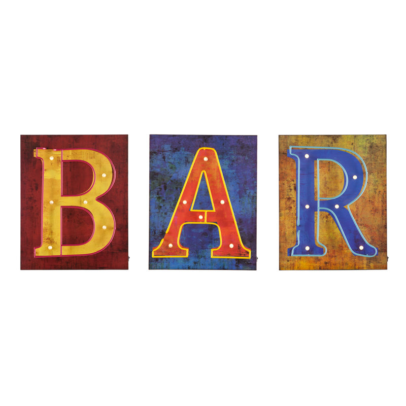 Williston Forge 3 Piece Bar Marquee Sign Reviews Wayfair 3 Piece Bar Marquee Sign