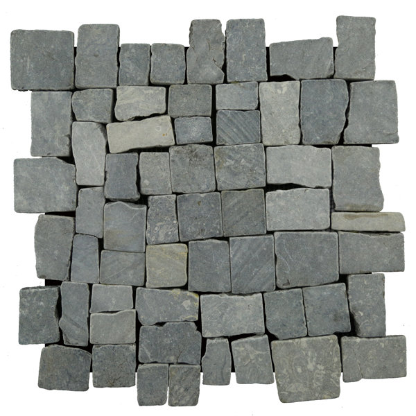 Blocks Random Sized Natural Stone Pebble Tile in Grey by Pebble Tile