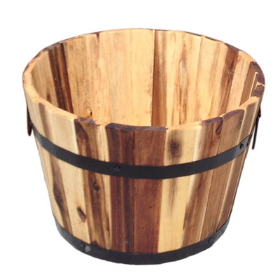 Wood Barrel Planter Happy Planter