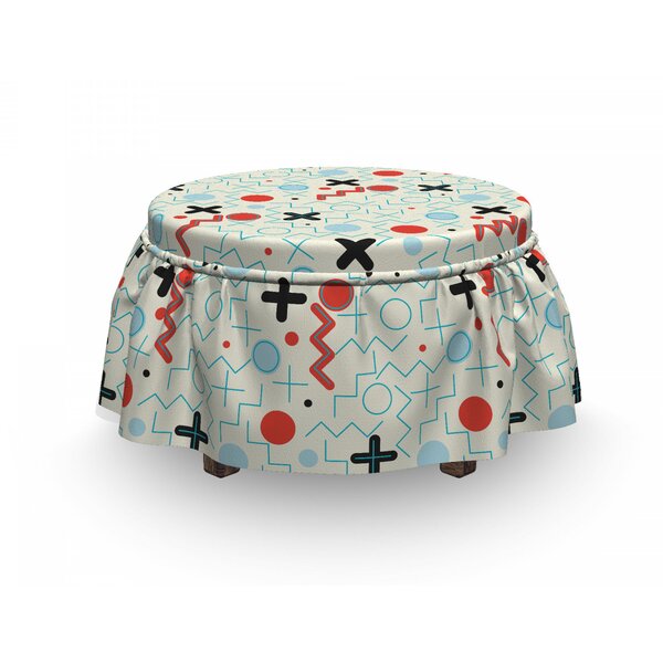 Circle Zig Zag Waves Ottoman Slipcover (Set Of 2) By East Urban Home
