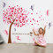 Pink Tree Mural with Fairy Tale Nursery Room Wall Stickers