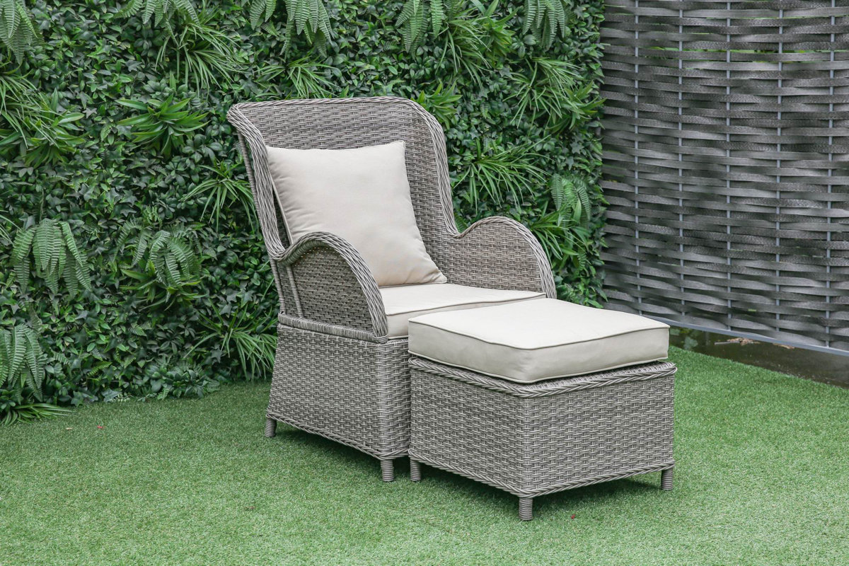 One Allium Way Silke Outdoor Patio Chair and Ottoman with Cushions & Reviews | Wayfair.ca